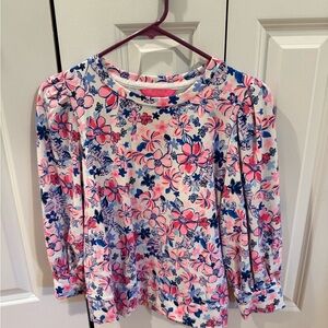 Lilly Pulitzer Party Like a Lobster 3/4 puff sleeve sweatshirt size xs